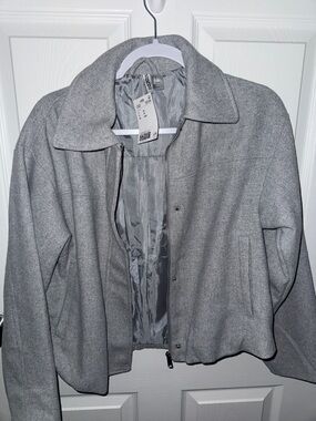 H&M Light Gray Bomber Jacket with Collar